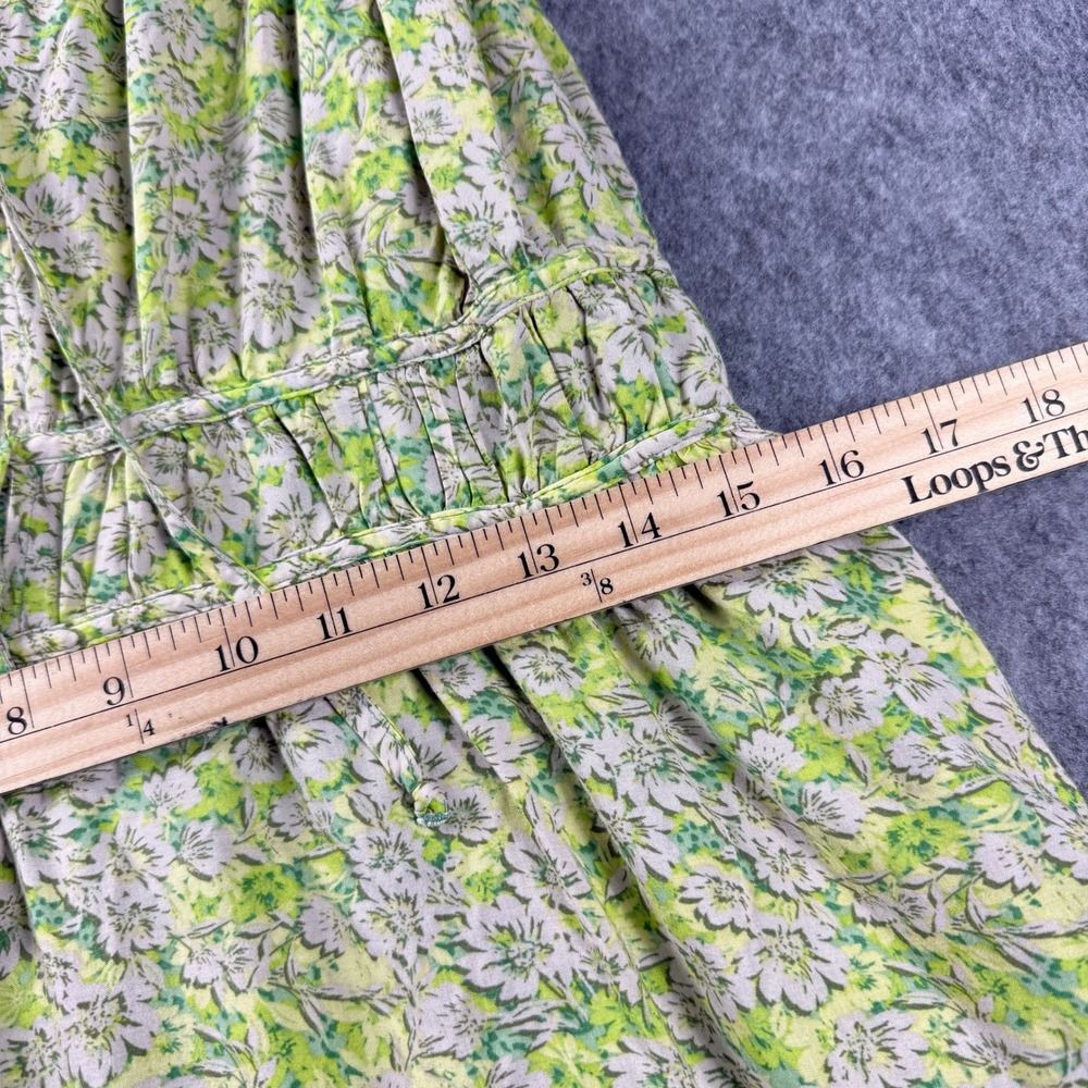 American Eagle Green Floral Mini Dress XL Tie Front Smocked Ruffle Fairycore - Picture 4 of 13